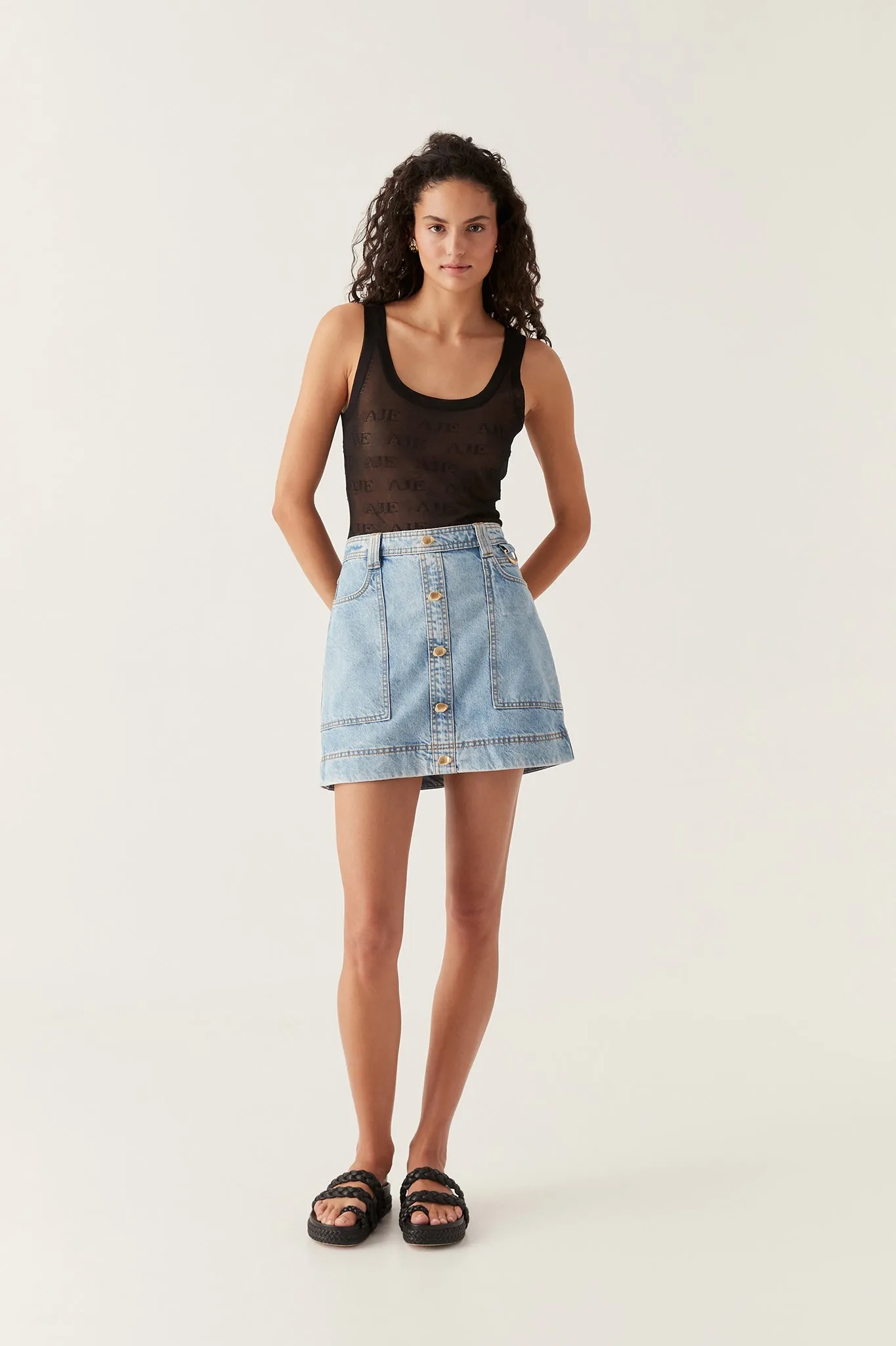 Aje x Outland Denim Mini Skirt sold by Aje