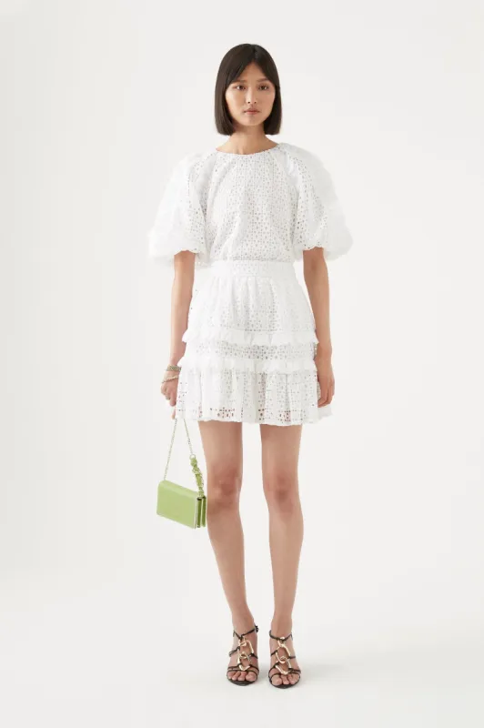 Lita Broderie Mini Skirt sold by Aje