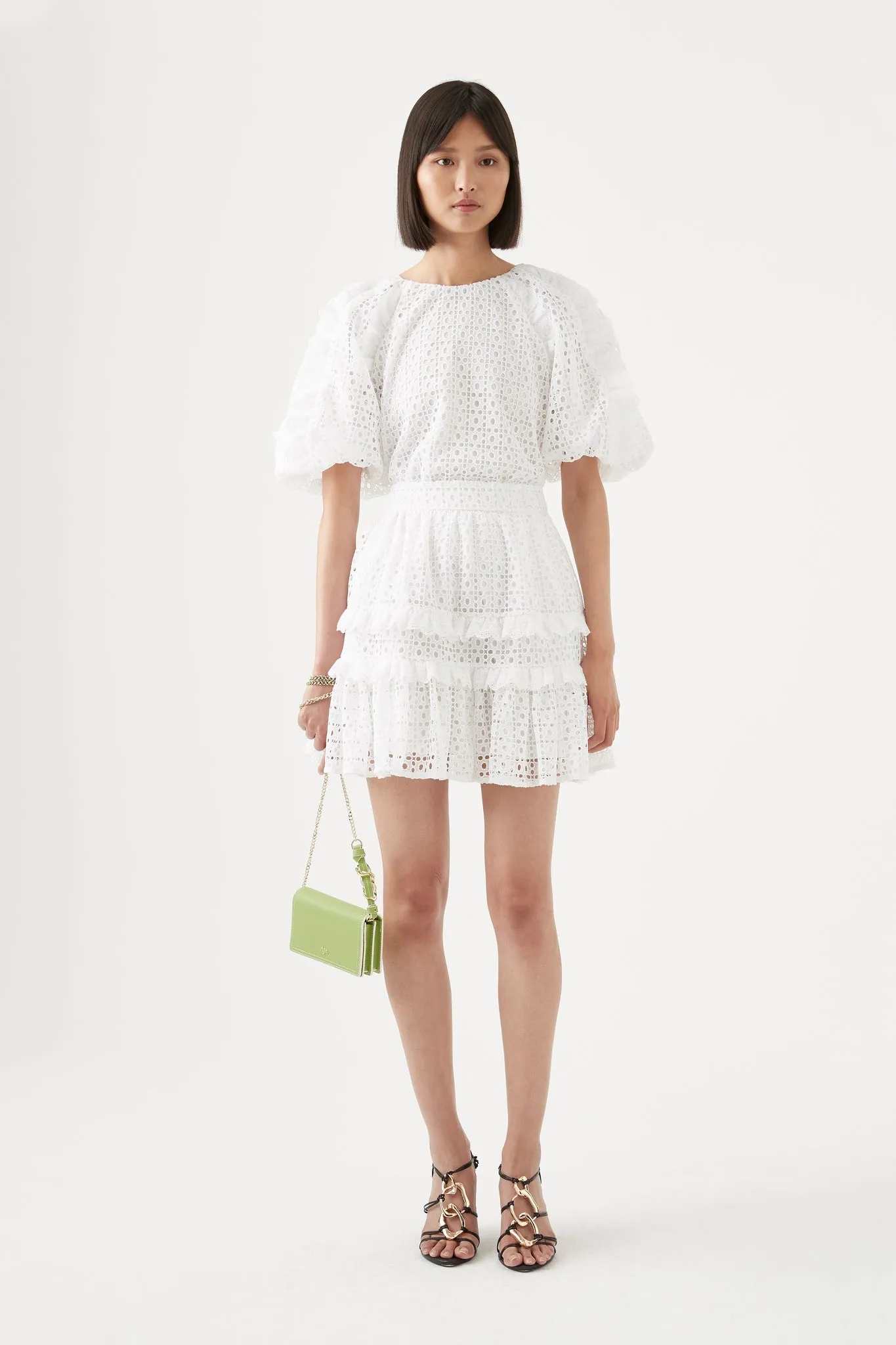 Lita Broderie Mini Skirt sold by Aje