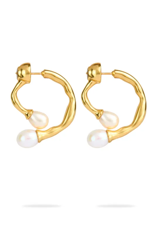 Ramona Pearl Bar Hoop sold by Aje
