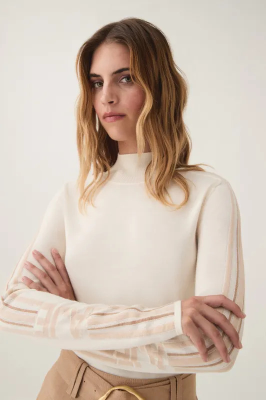 Lucielle Stripe Wool Knit Skivvy sold by Aje