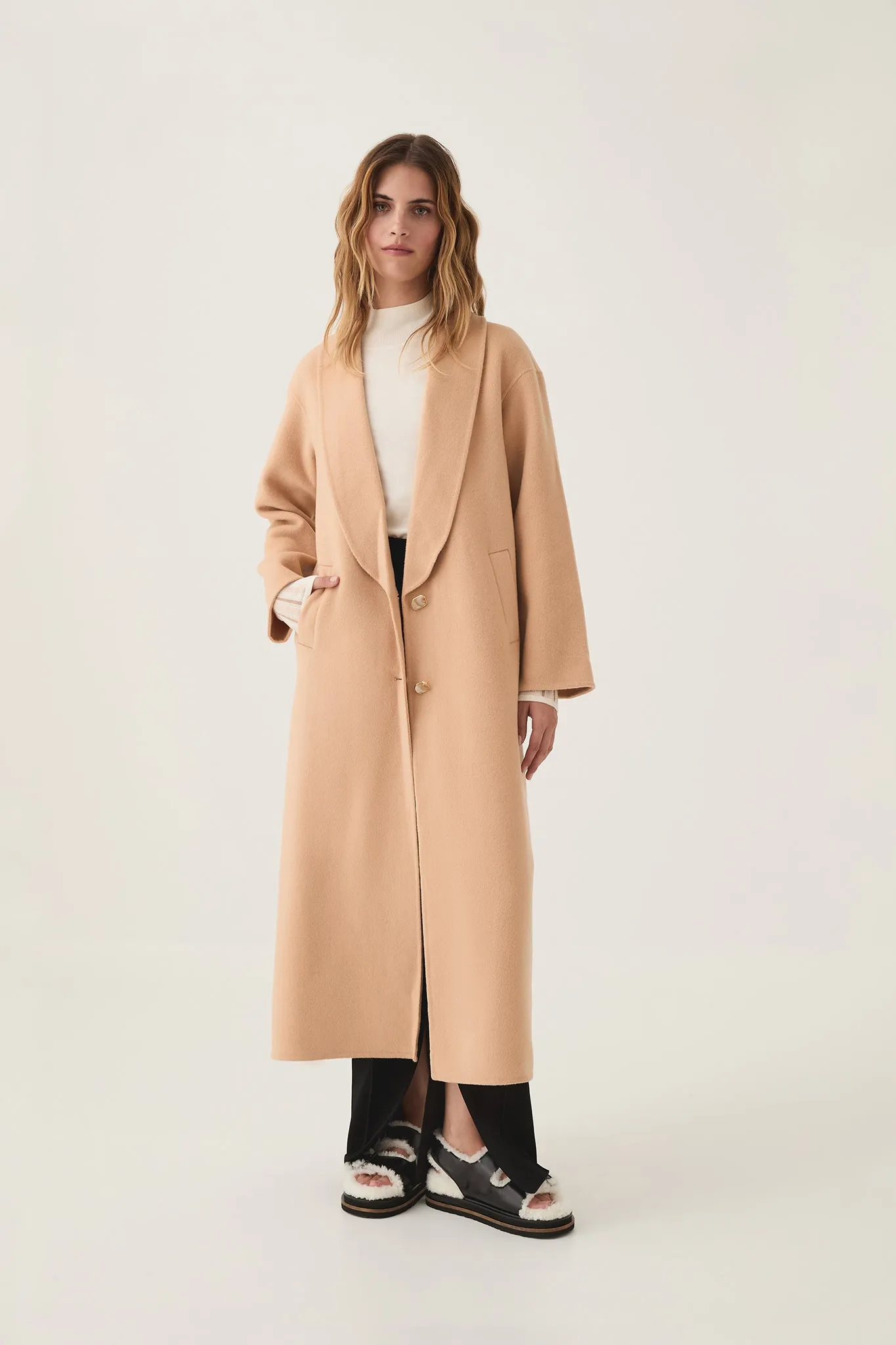 Modular Long Line Wool Coat sold by Aje