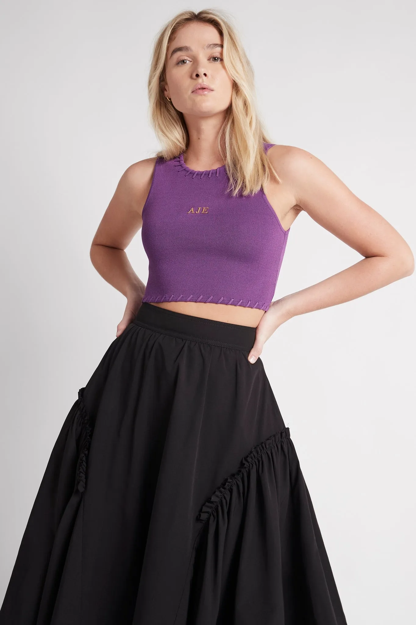 Kai Logo Cropped Knit Tank sold by Aje product image thumbnail 3