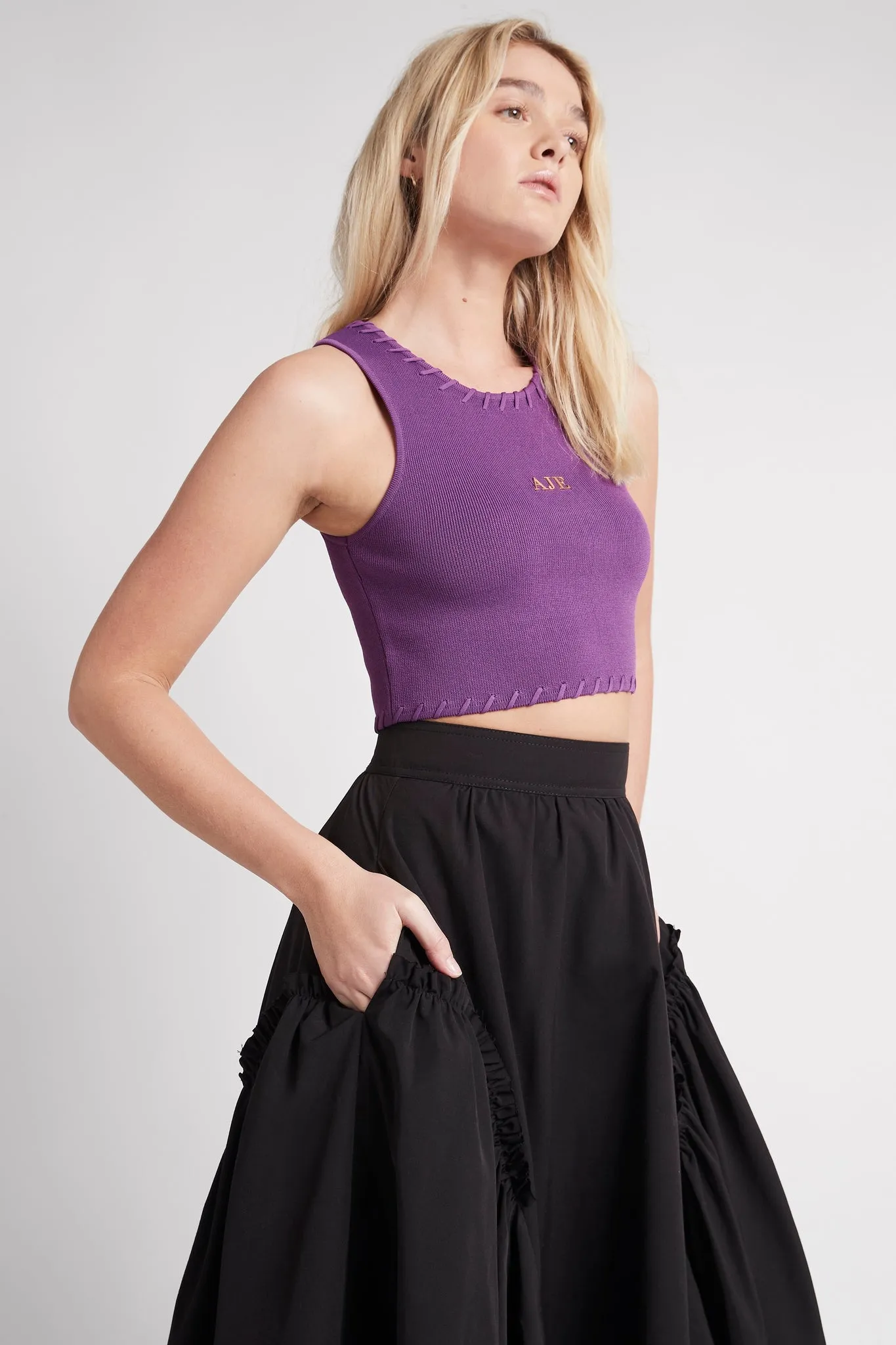 Kai Logo Cropped Knit Tank sold by Aje product image thumbnail 4