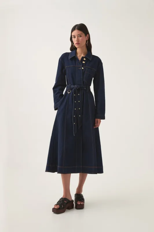 Resonance Denim Midi Dress made by Aje