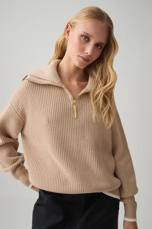 1/4 Zip Ribbed Knit Jumper 431 sold by Aje