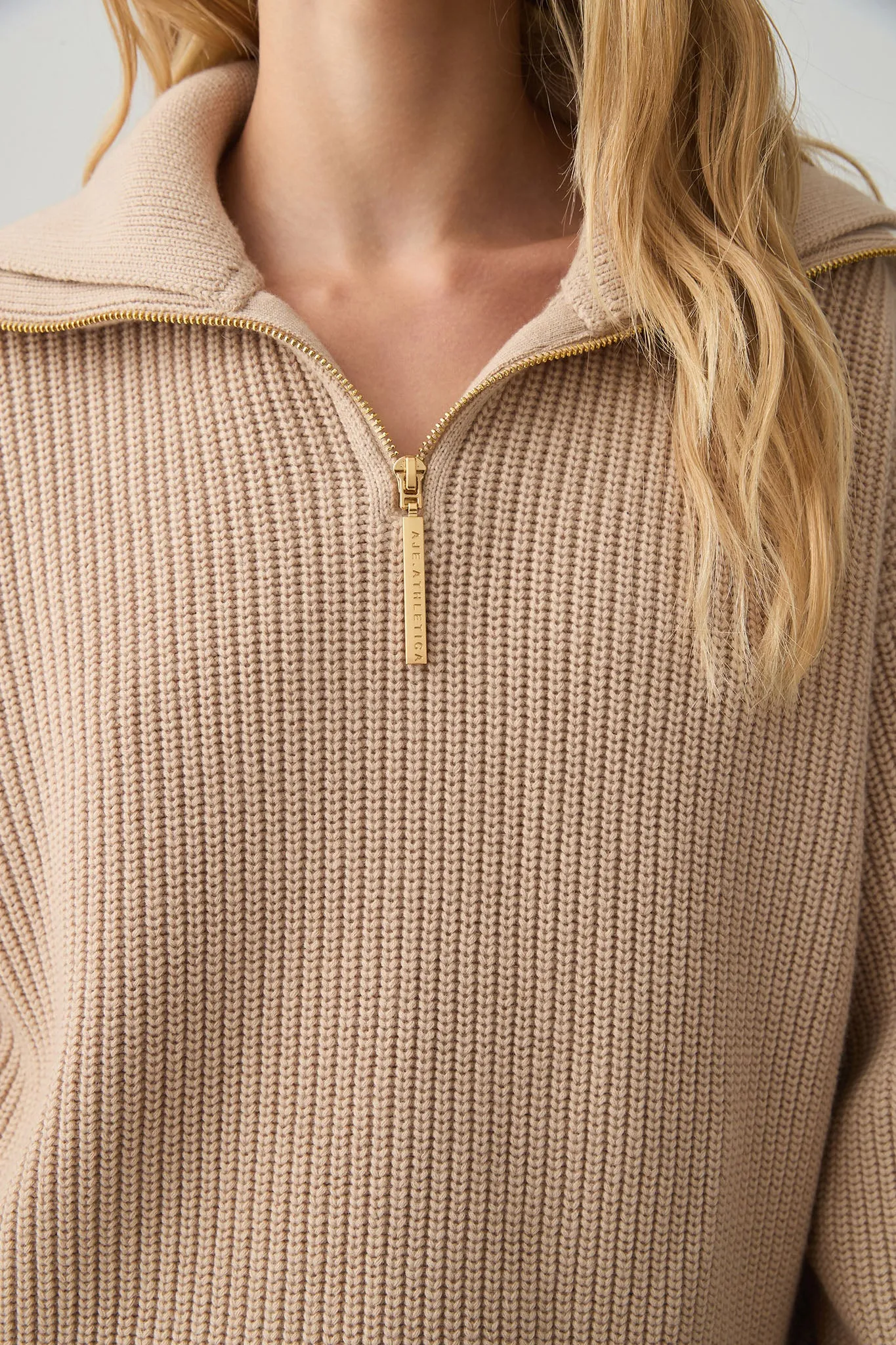 1/4 Zip Ribbed Knit Jumper 431 sold by Aje product image thumbnail 3