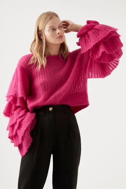 Clemence Frill Knit Jumper sold by Aje
