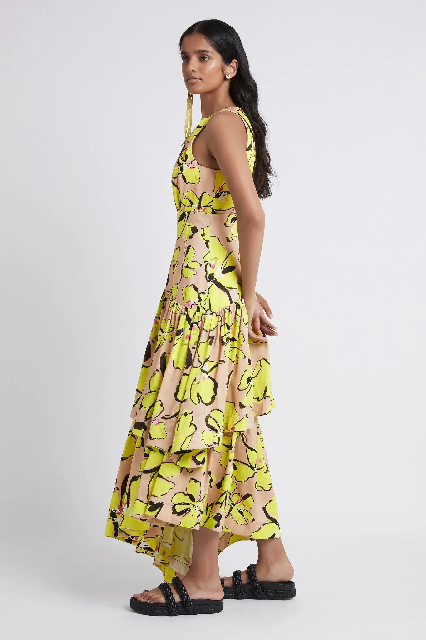 Pelicano Citrus Bloom Racer Asymmetric Tiered Dress sold by Aje product image thumbnail 3
