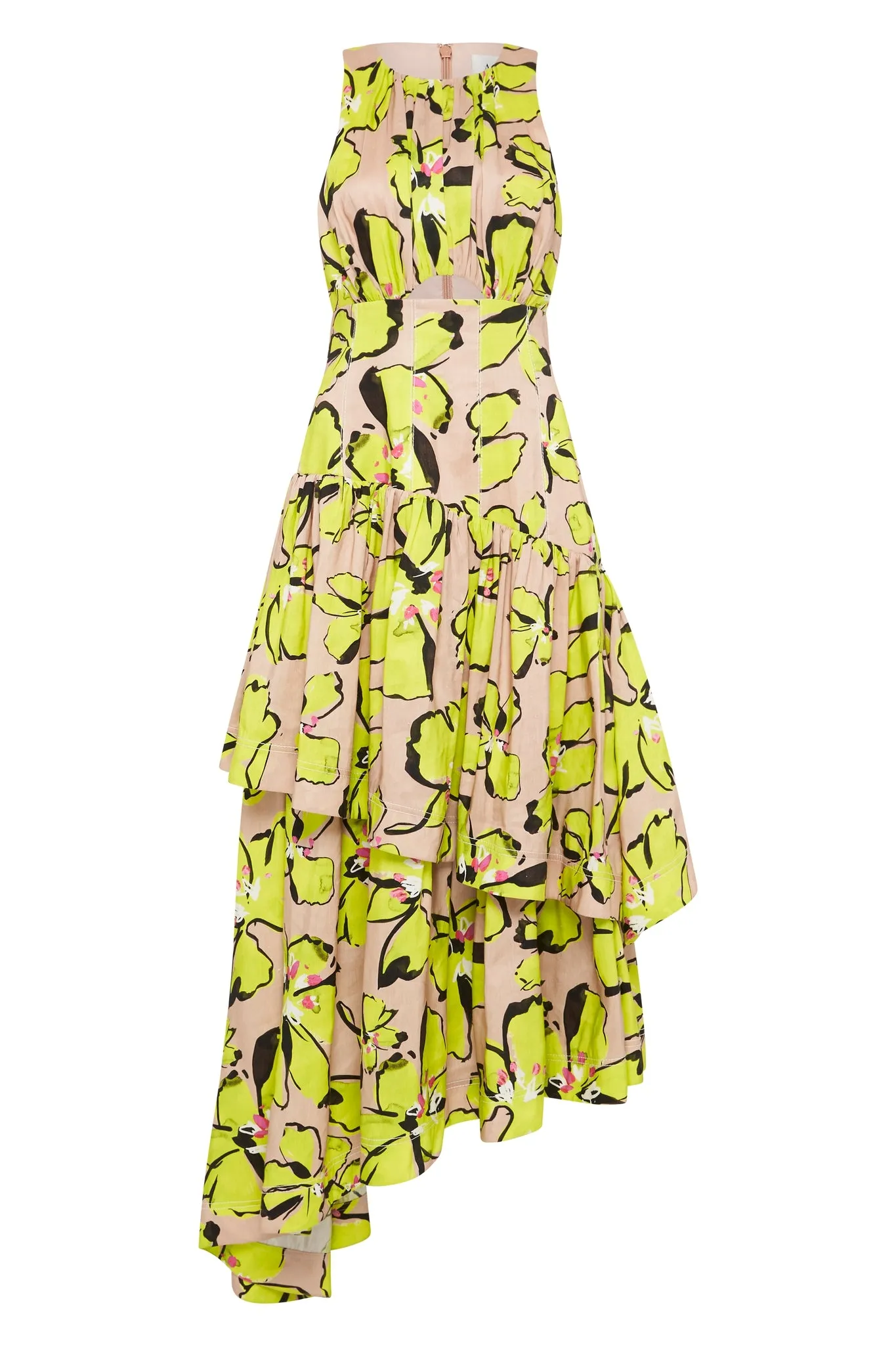 Pelicano Citrus Bloom Racer Asymmetric Tiered Dress sold by Aje product image thumbnail 2