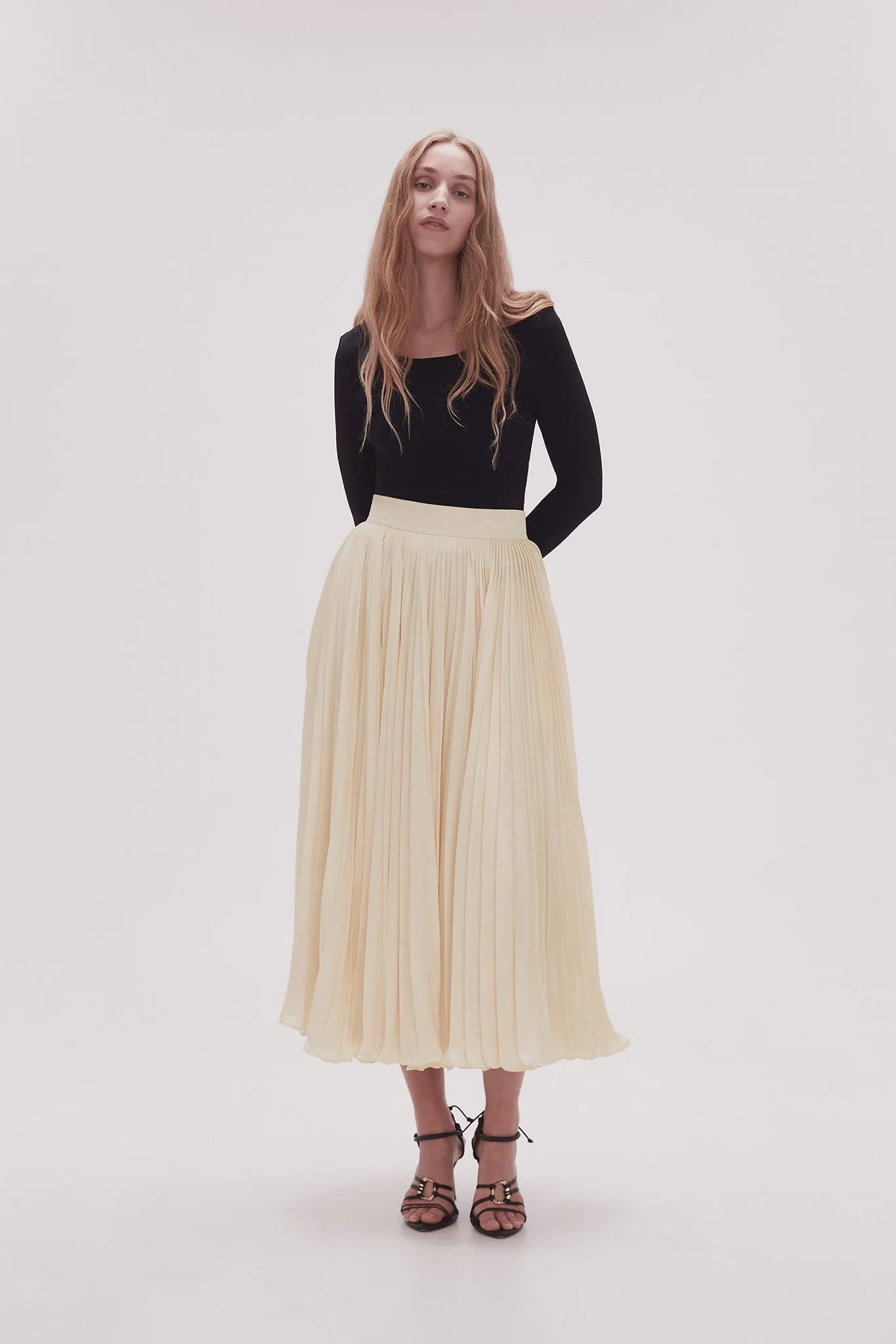 Wondrous Pleated Satin Skirt sold by Aje