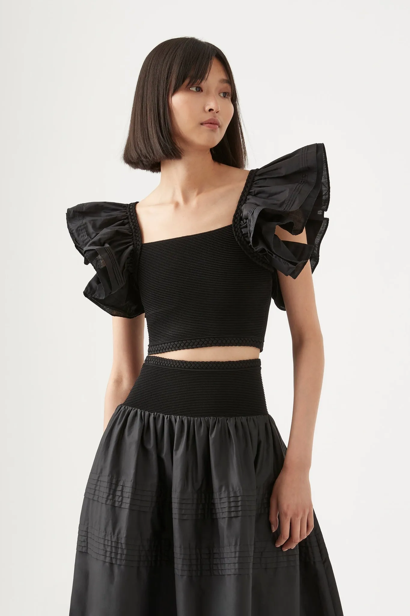 Corinne Knit Bodice Crop Top sold by Aje