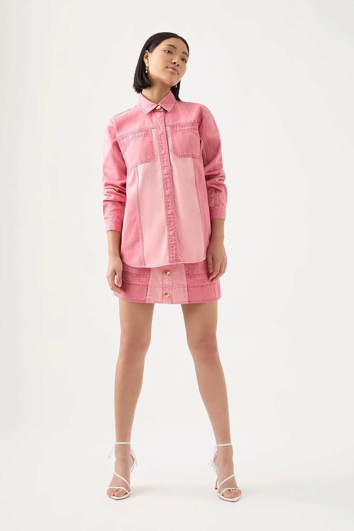 Shades Pink Denim Shirt sold by Aje