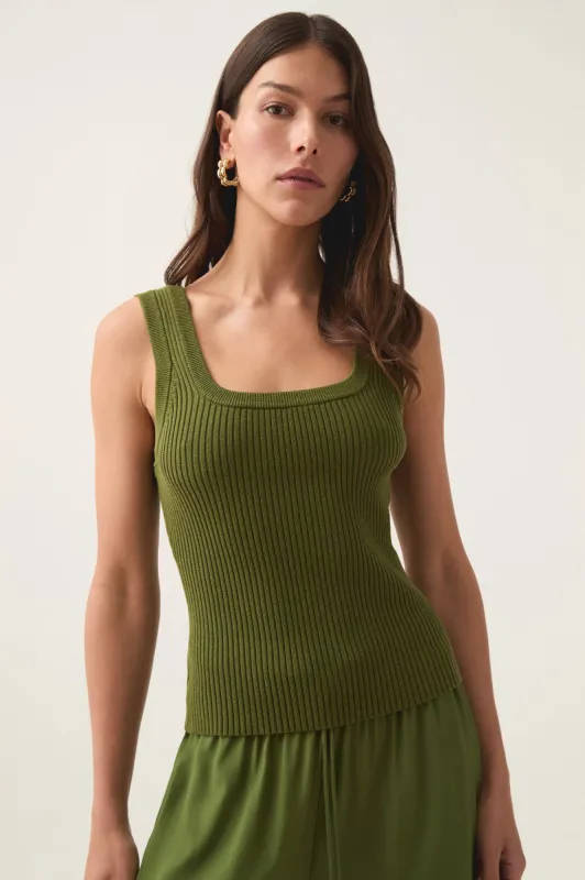 Bronte Scoop Neck Rib Tank sold by Aje