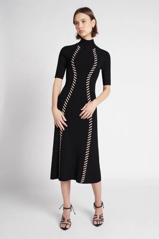 Meadow Lace-Up Knit Midi Dress sold by Aje