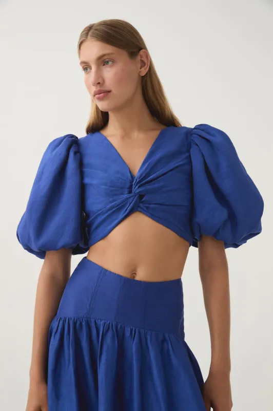 Reverb Puff Sleeve Cropped Top sold by Aje