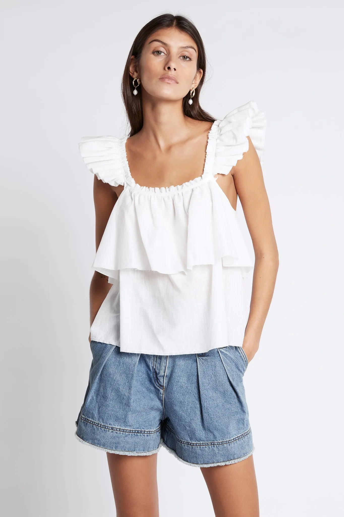 Romance Ruffle Shoulder Cami sold by Aje