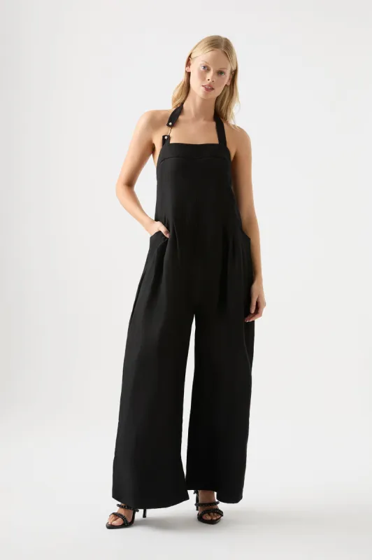 Neo Pleated Halter Jumpsuit made by Aje