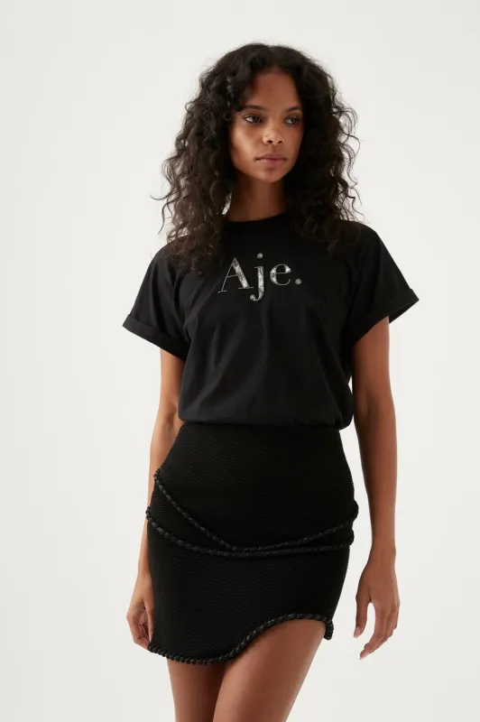 Undulating Knit Mini Skirt made by Aje