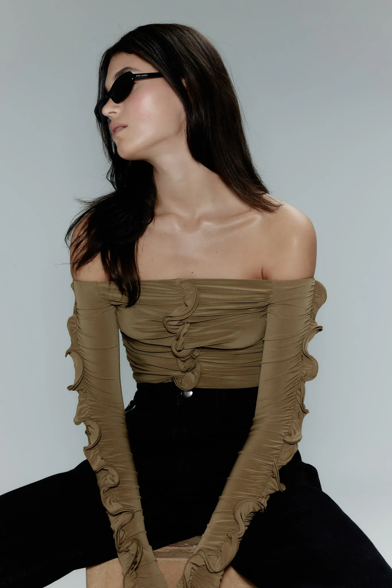 Regenerate Gathered Jersey Top sold by Aje