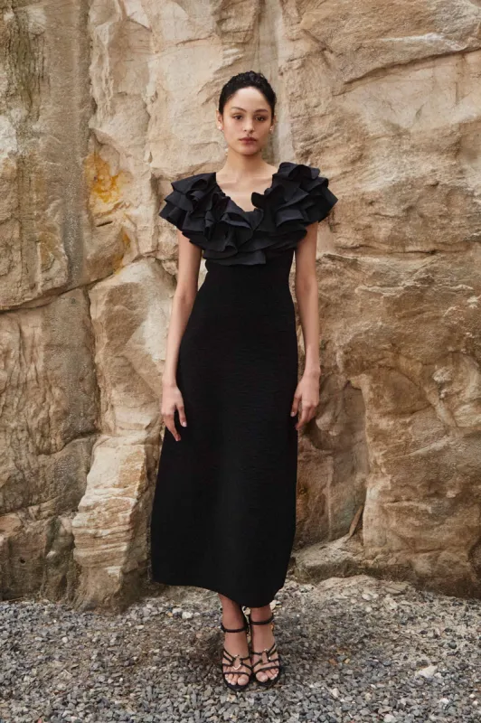 Transcendent Ruffle Midi Dress sold by Aje