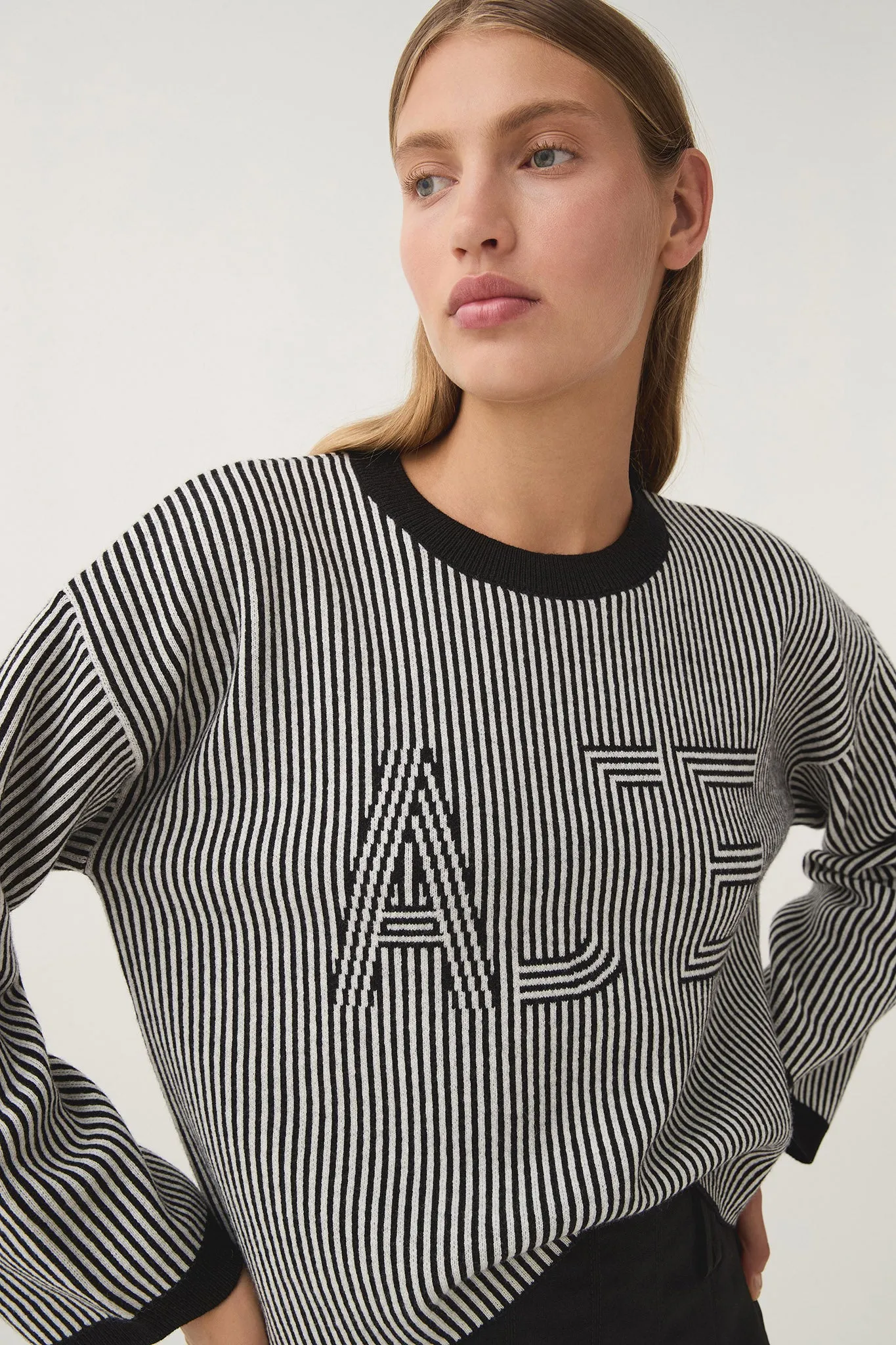 Sutton Stripe Logo Knit sold by Aje
