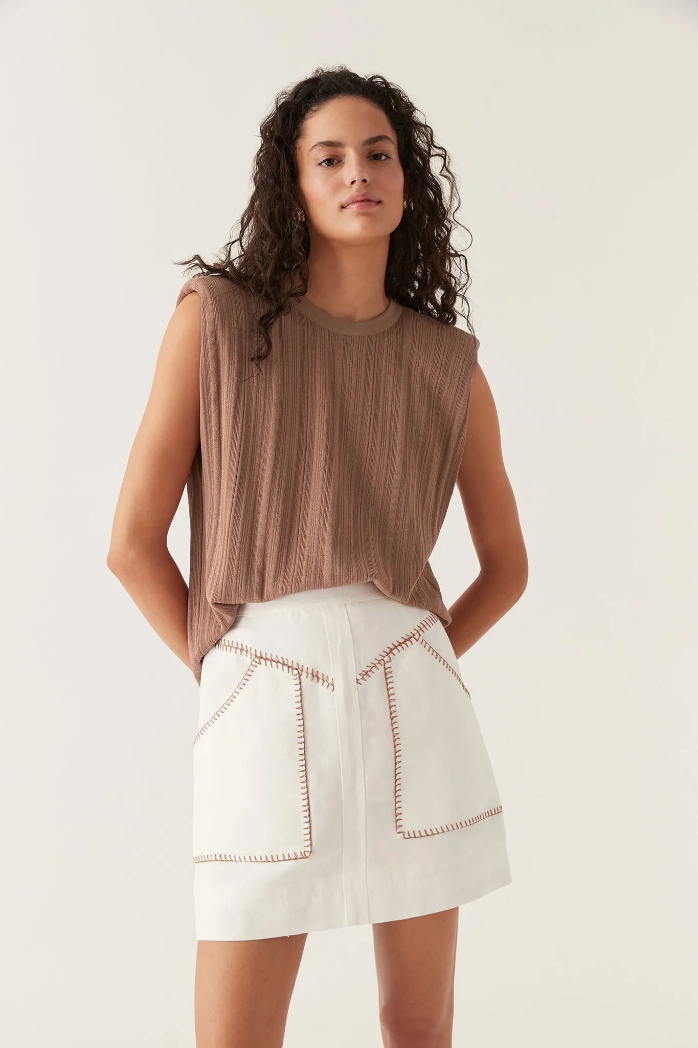 Seraphina Shoulder Pad Tank sold by Aje