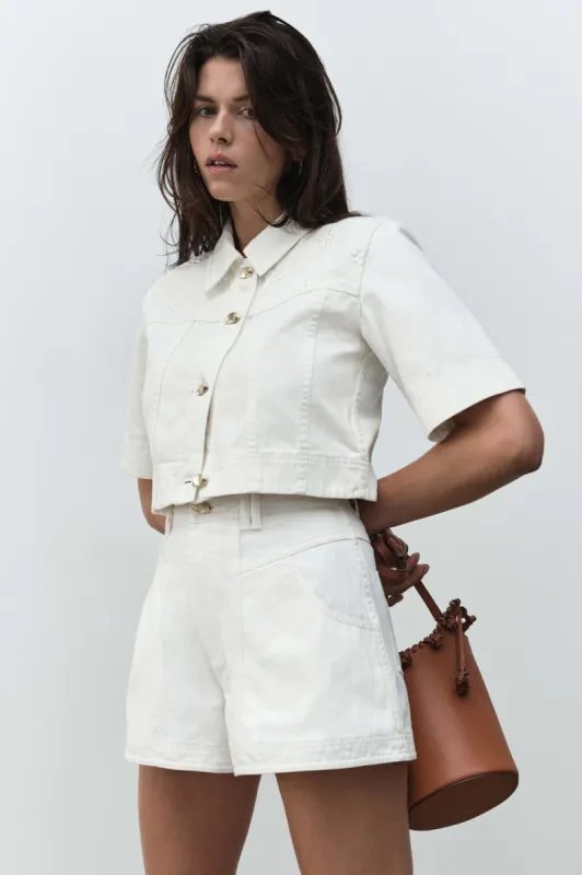 Ren Denim Crop Shirt sold by Aje