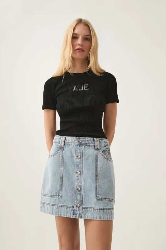 Aura Denim Mini Skirt sold by Aje