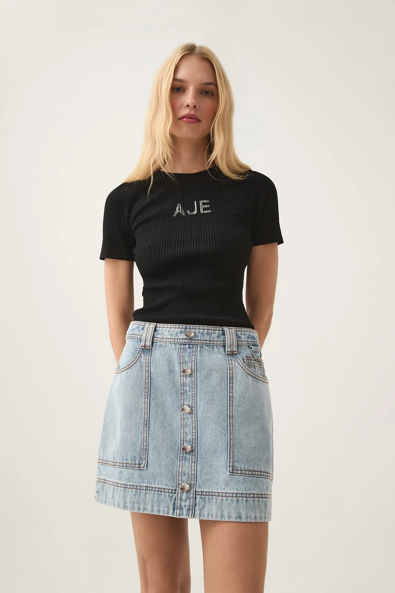 Aura Denim Mini Skirt sold by Aje
