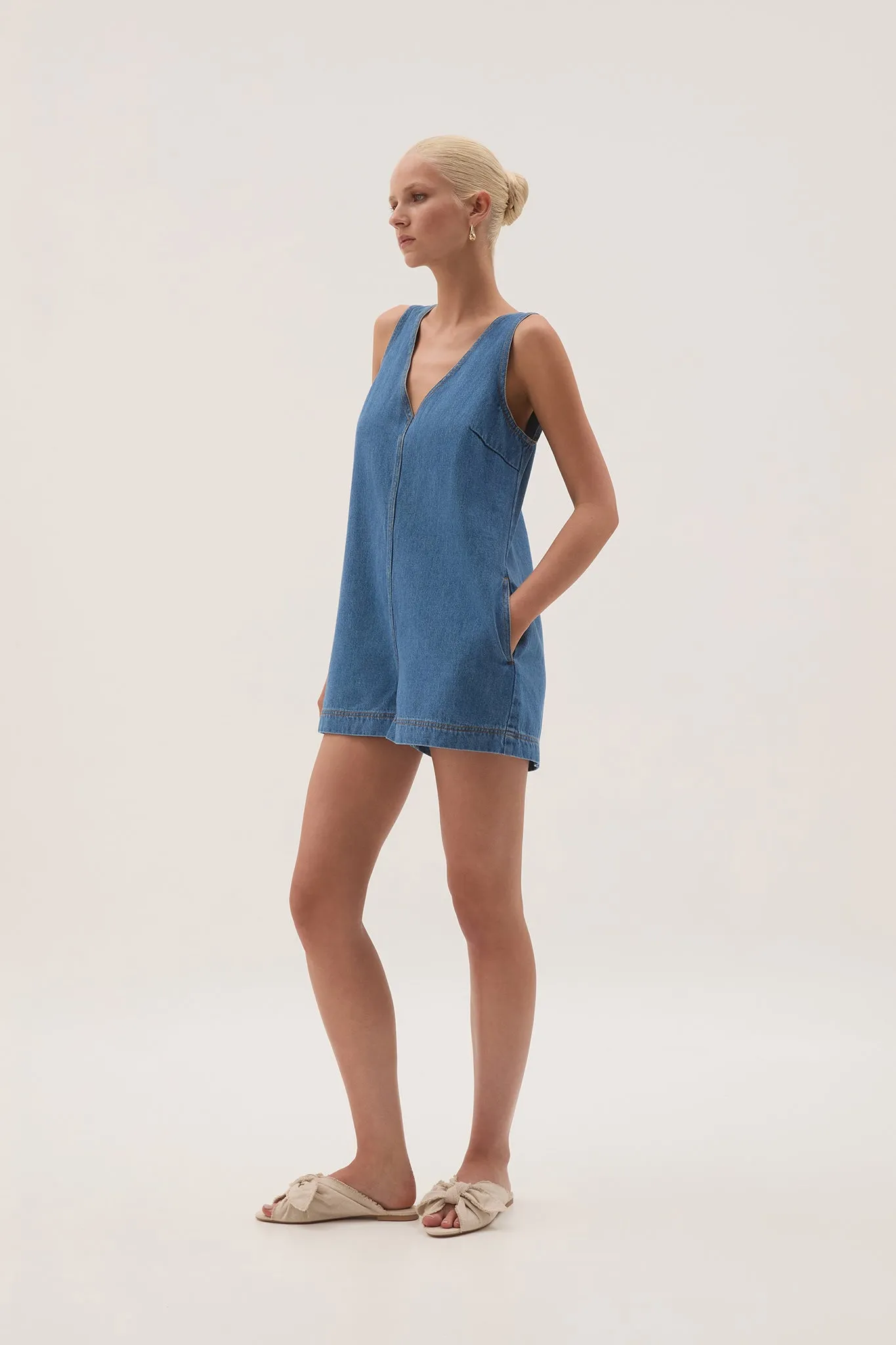 Sunray Denim Playsuit sold by Aje product image thumbnail 4