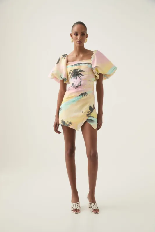Paradise Wrap Front Mini Dress sold by Aje