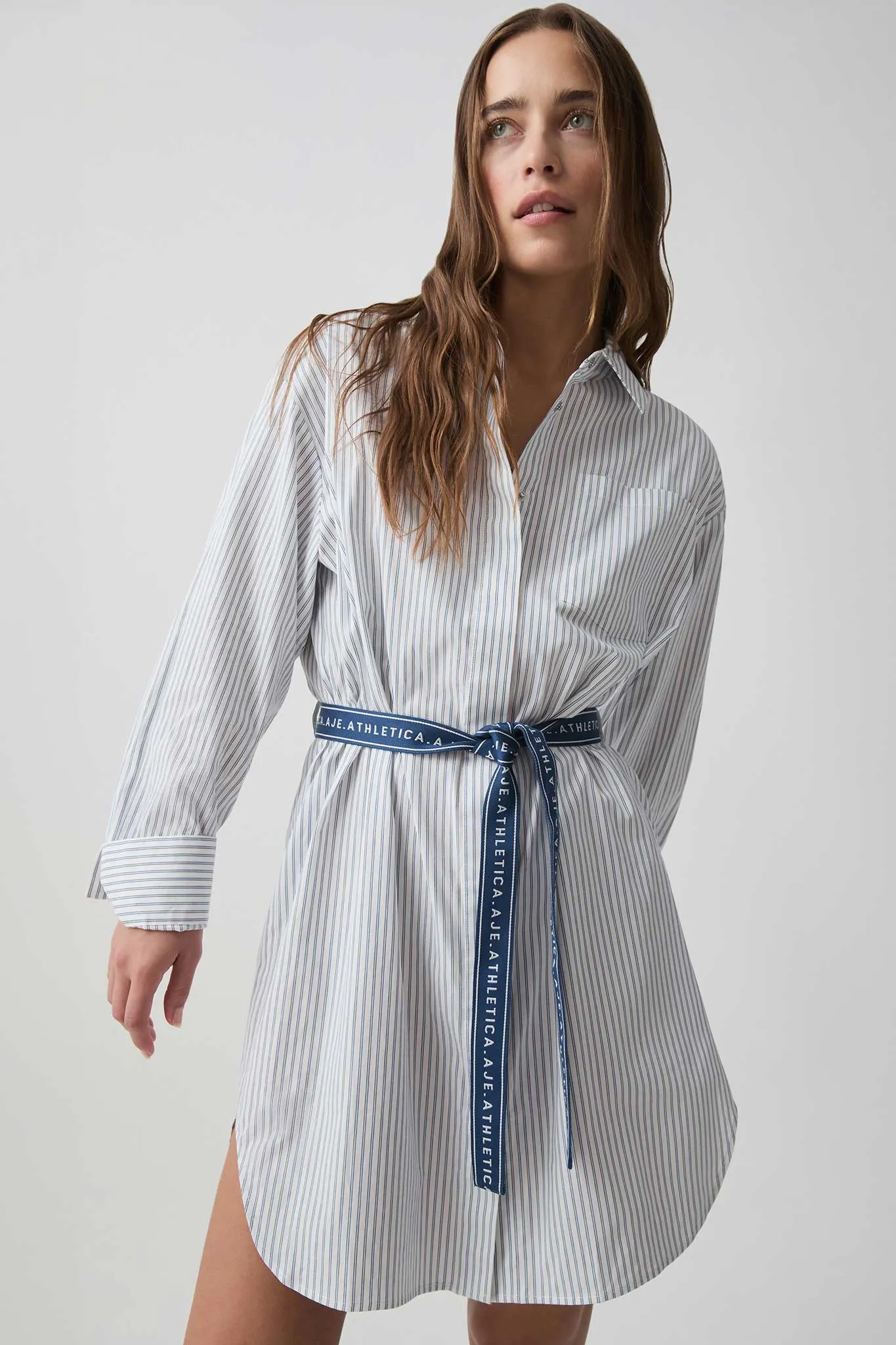 Belted Logo Shirt Dress 824 sold by Aje