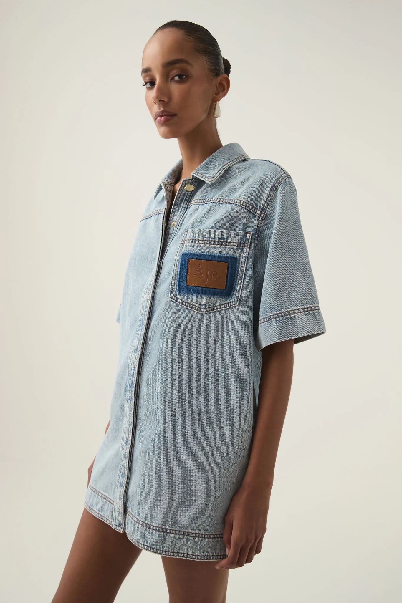 Aura Denim Mini Tunic Dress sold by Aje