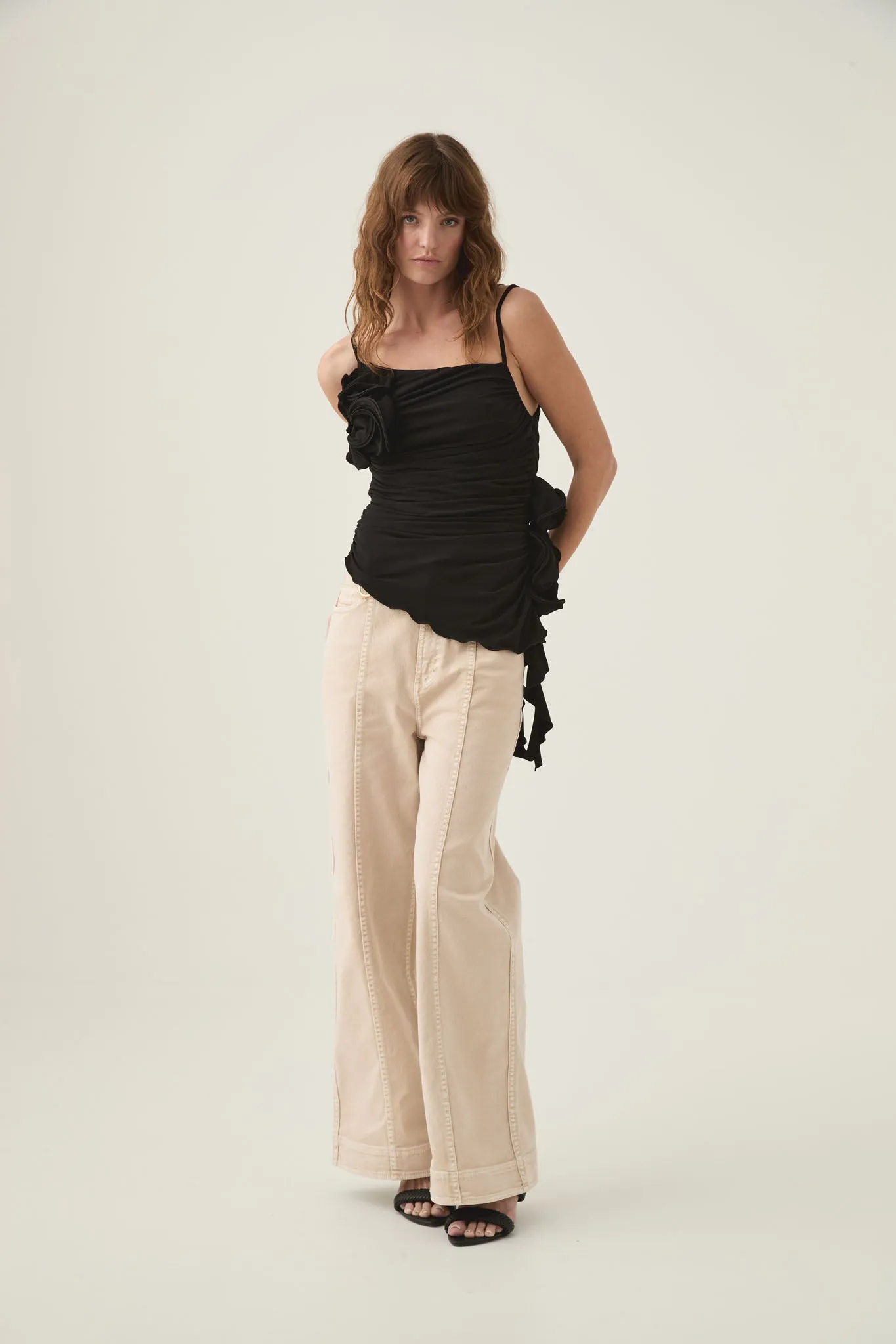 Serene Asymmetric Gathered Top sold by Aje