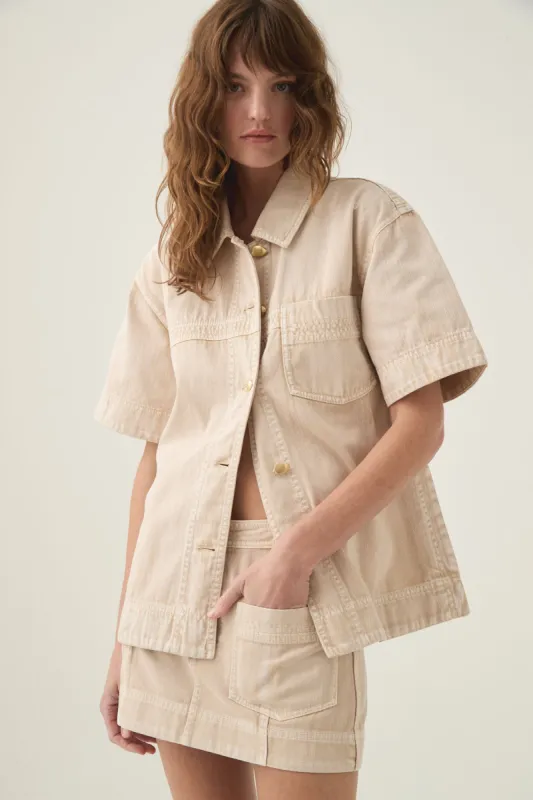 Kya Contrast Denim Shirt sold by Aje
