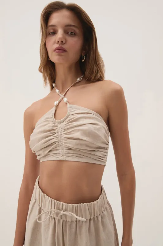 Akoya Ruched Tie Top sold by Aje