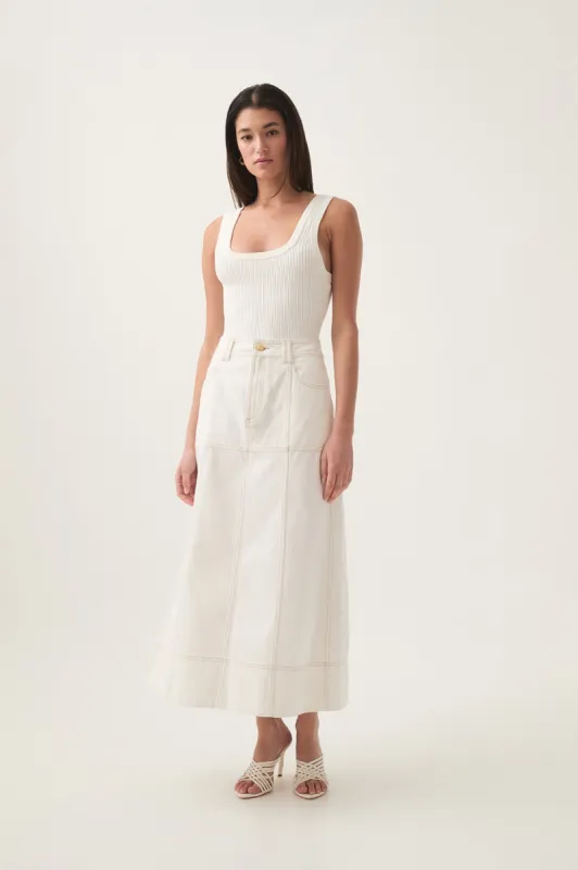 Emilie Denim Midi Skirt sold by Aje