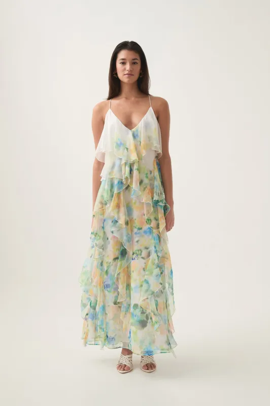 Dreamscape Frill Maxi Dress sold by Aje
