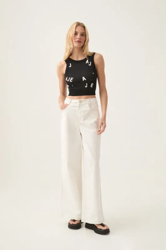 Decora Logo Sprinkle Knit Top sold by Aje