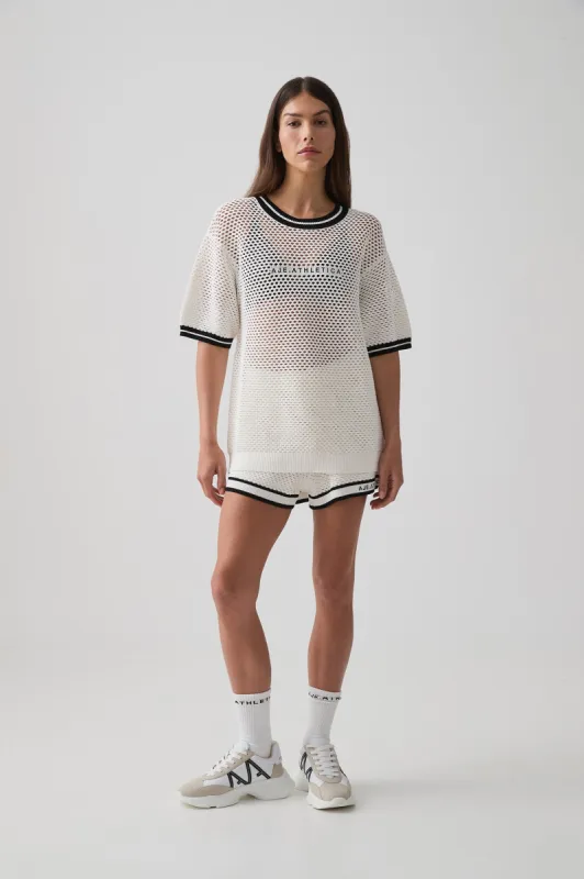 Open Knit Logo Tee 102 sold by Aje