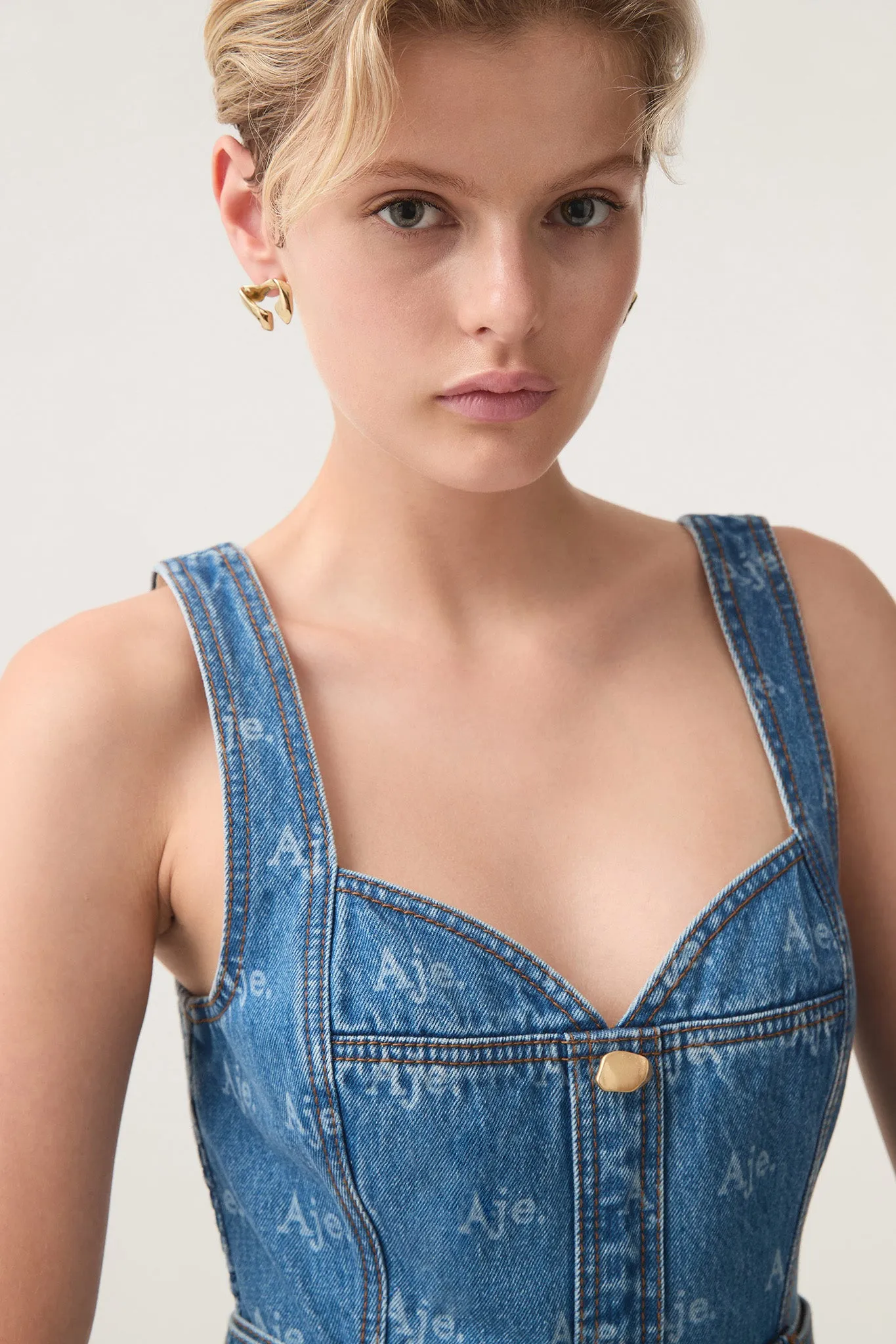 Ratio Logo Denim Midi Dress sold by Aje product image thumbnail 3