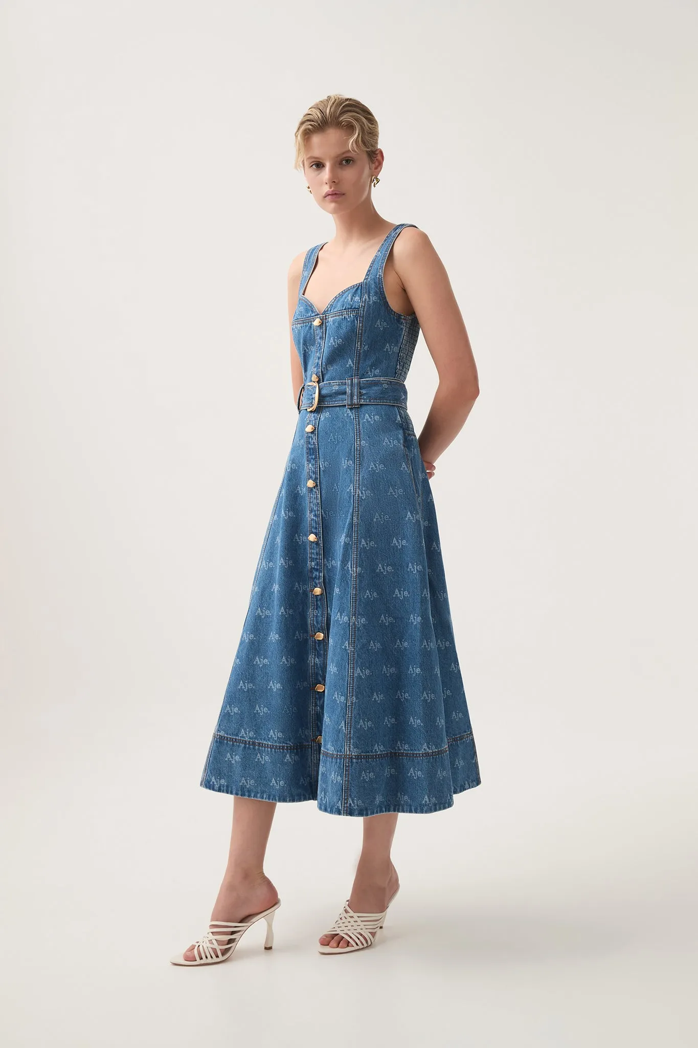 Ratio Logo Denim Midi Dress sold by Aje product image thumbnail 4