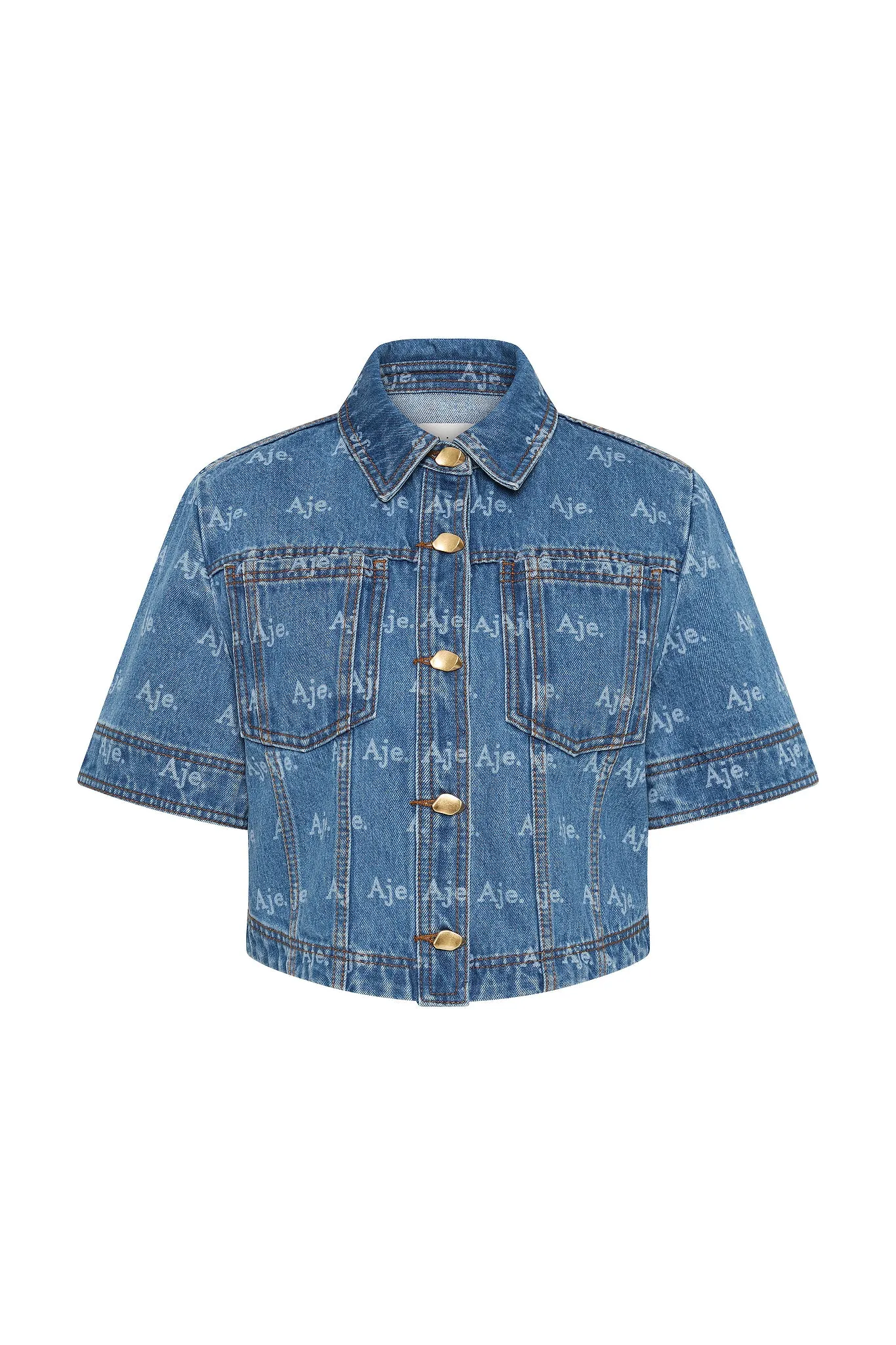 Ratio Logo Denim Cropped Shirt sold by Aje product image thumbnail 2