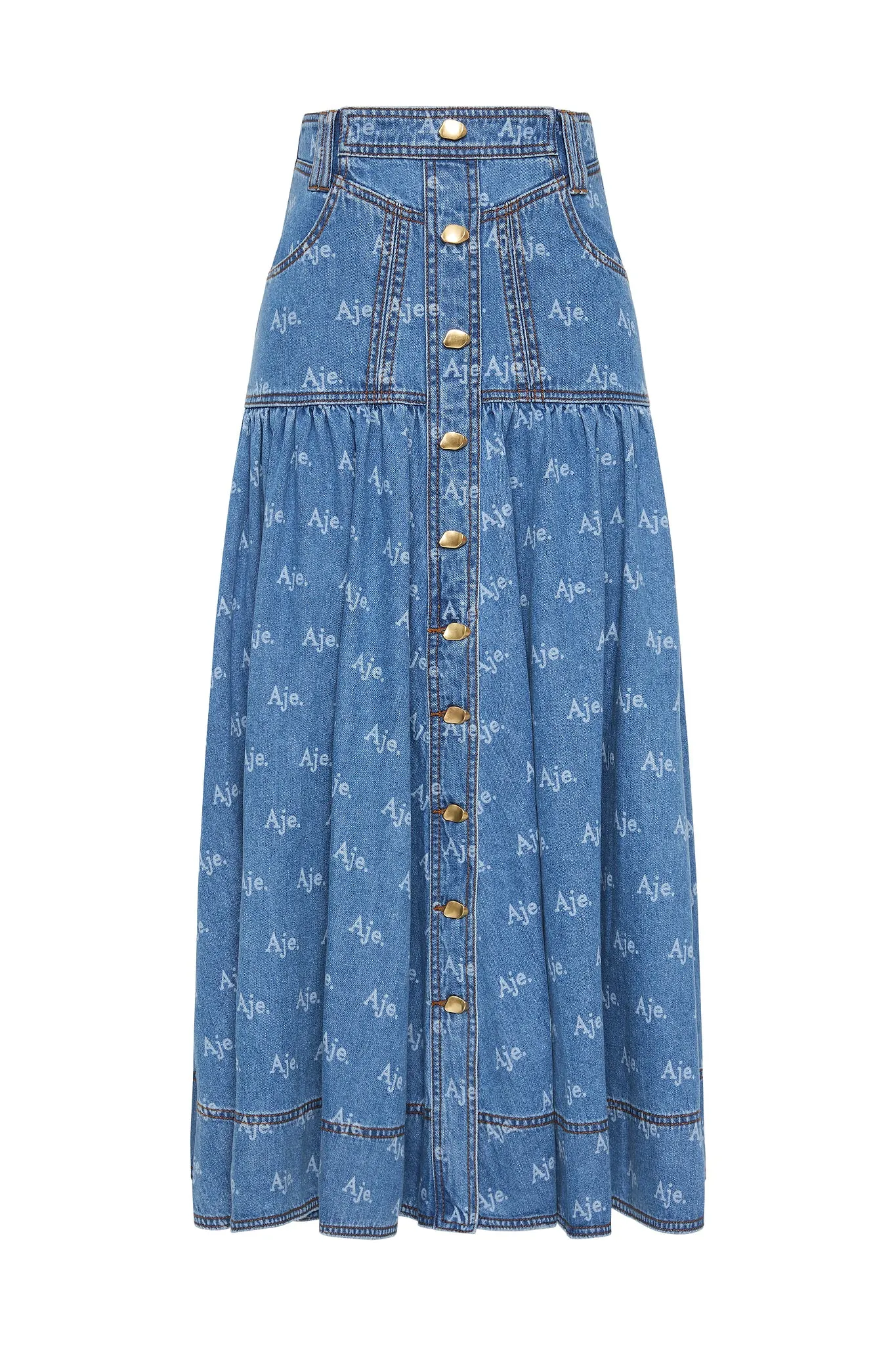 Ratio Logo Denim Midi Skirt sold by Aje product image thumbnail 2