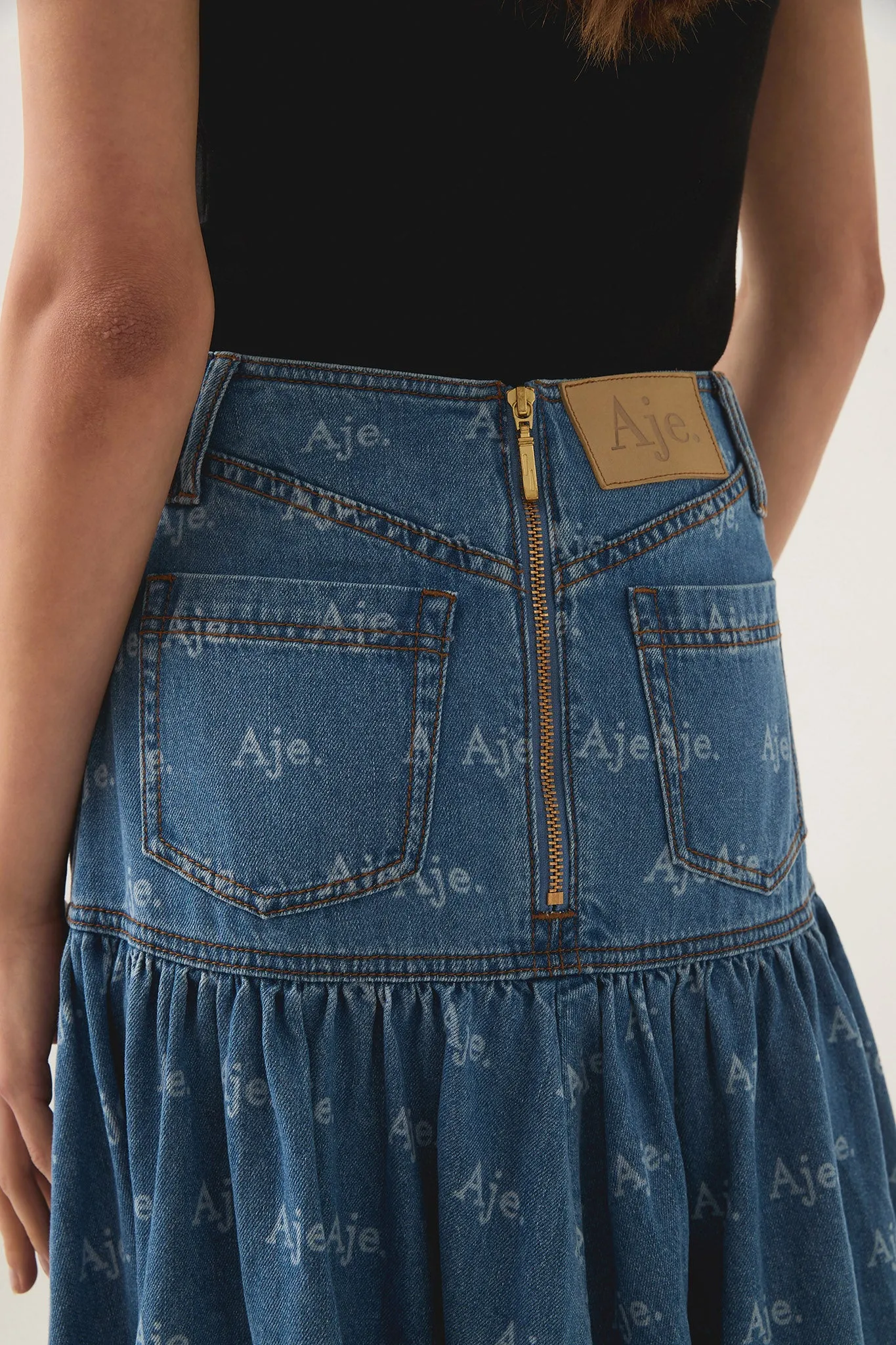 Ratio Logo Denim Midi Skirt sold by Aje product image thumbnail 4
