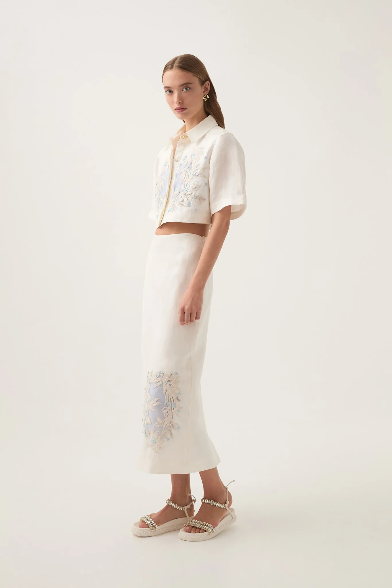 Mirrors Embroidered Midi Skirt sold by Aje product image thumbnail 4