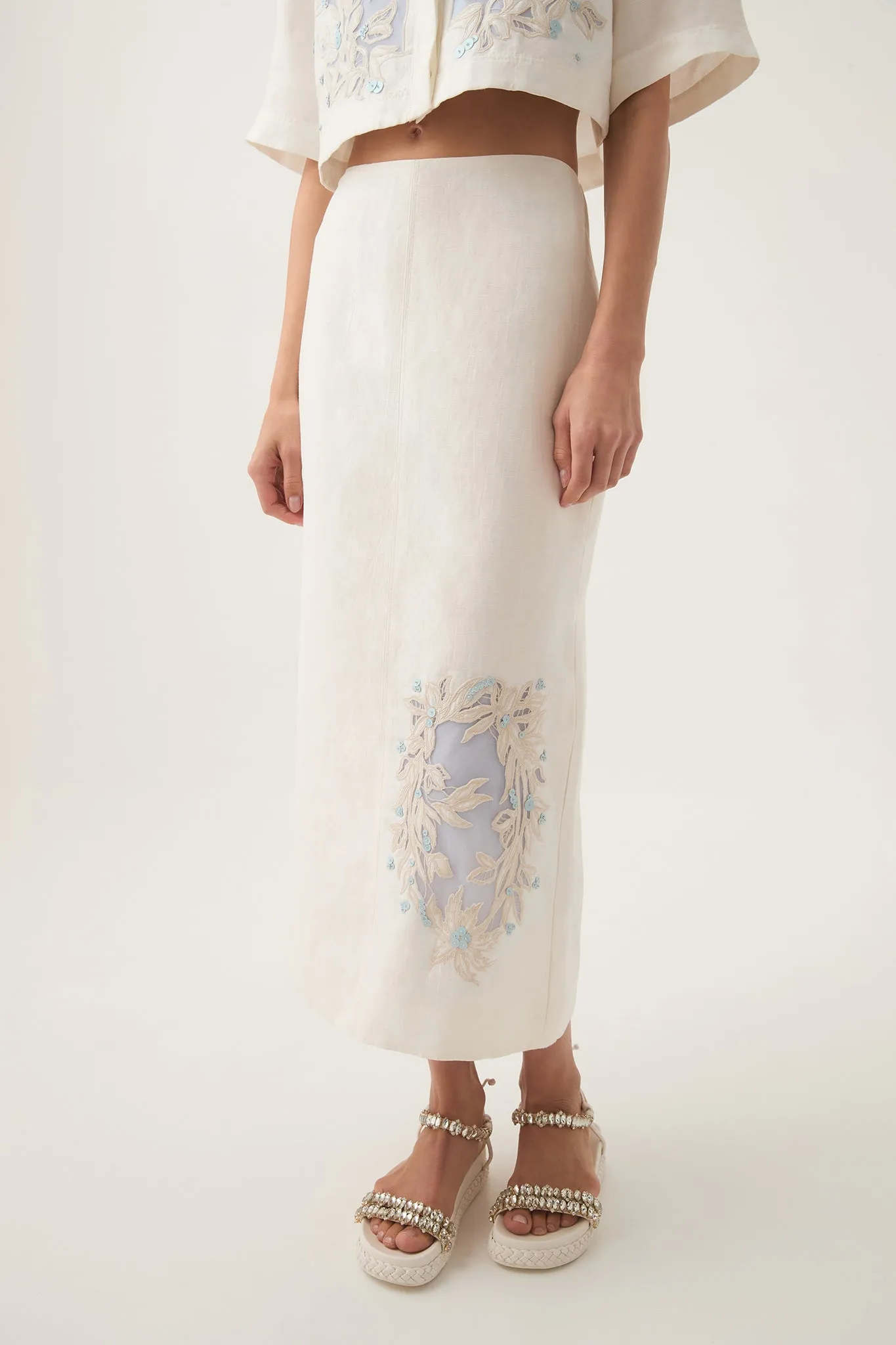 Mirrors Embroidered Midi Skirt sold by Aje product image thumbnail 3