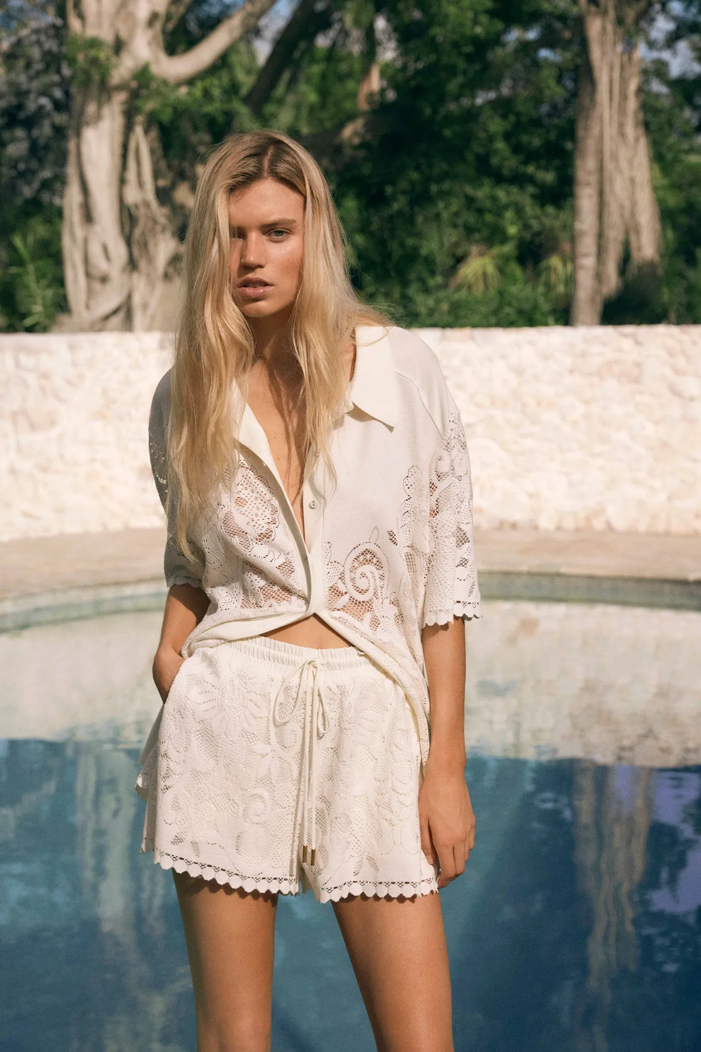 Muses Lace Oversize Shirt sold by Aje
