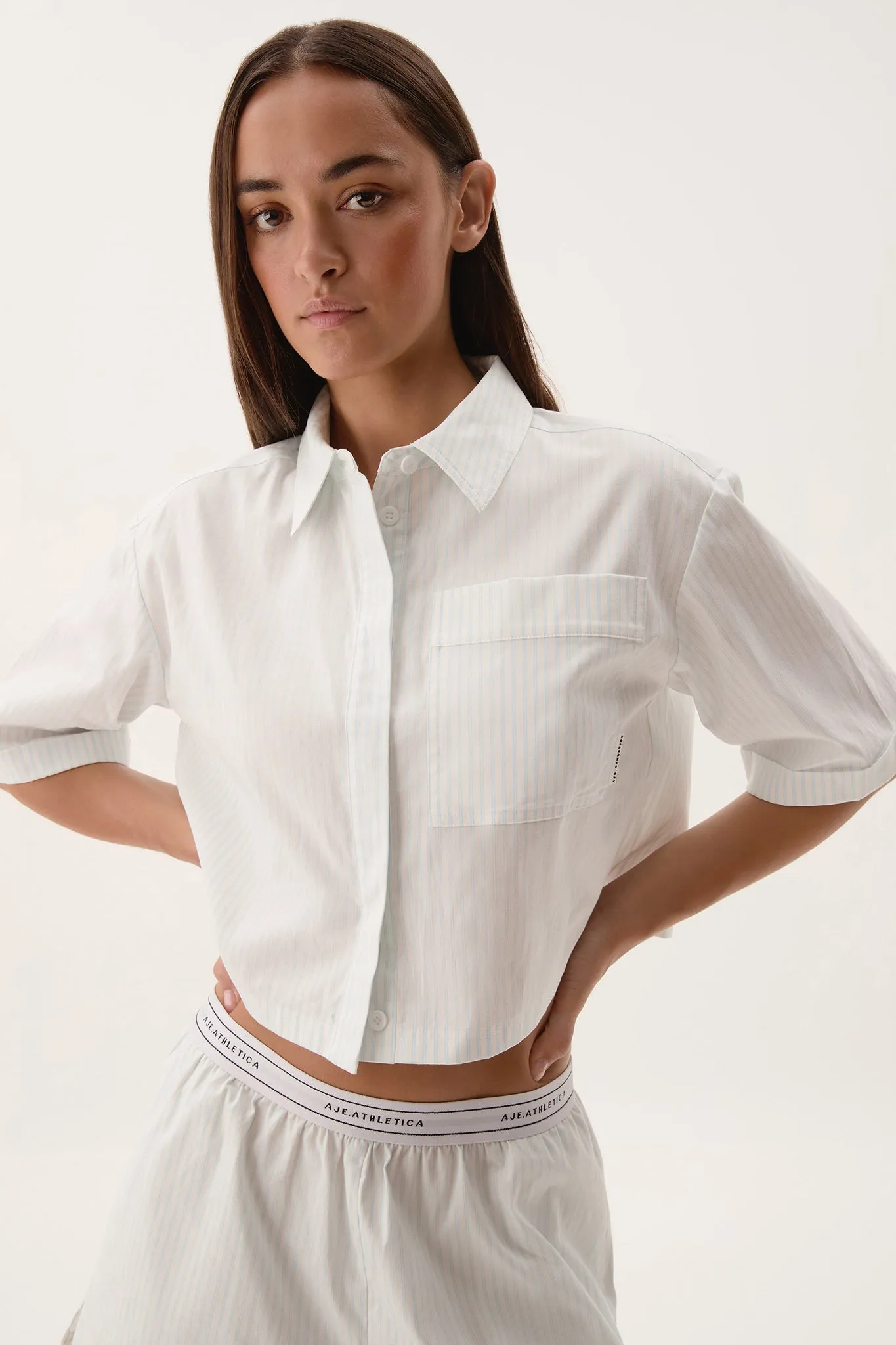 Cropped Striped Shirt 446 sold by Aje product image thumbnail 3